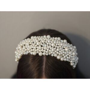 Wedding Bride Flower Girl Faux Pearl and Crystal Headband Tiara # 25